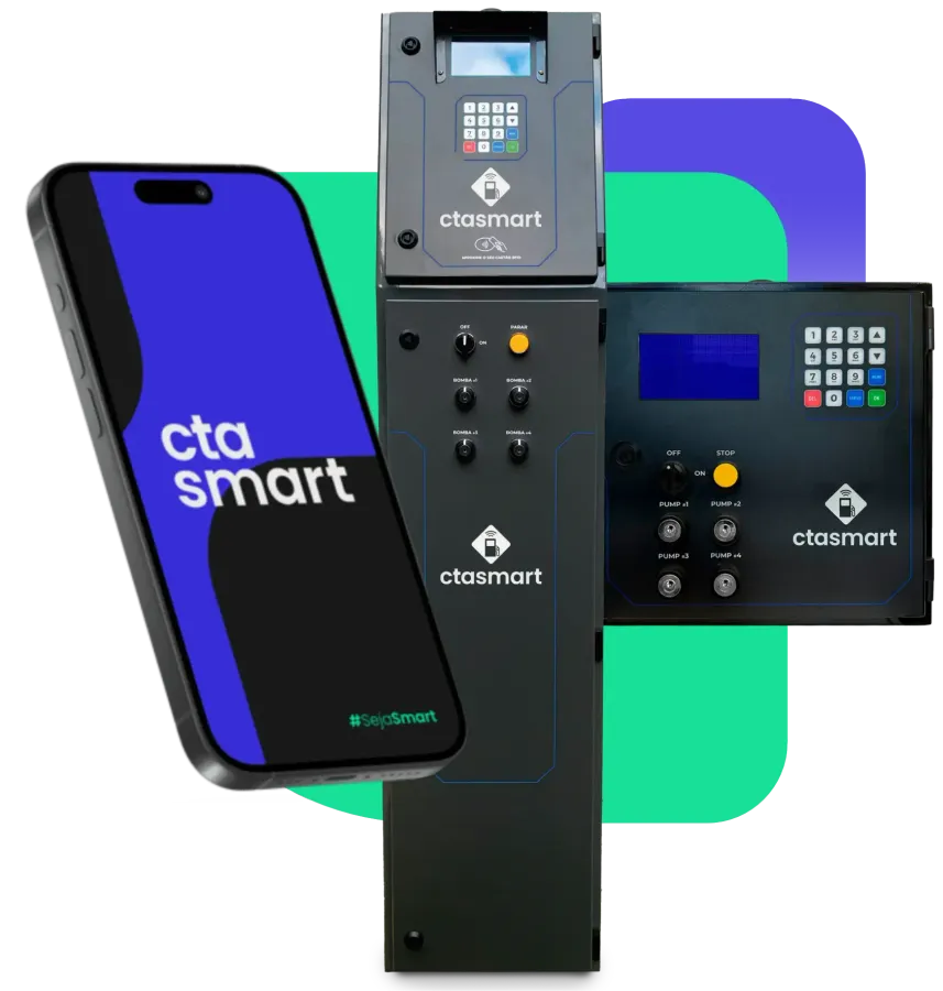 Um telefone celular está ao lado de um dispositivo inteligente CTA Smart