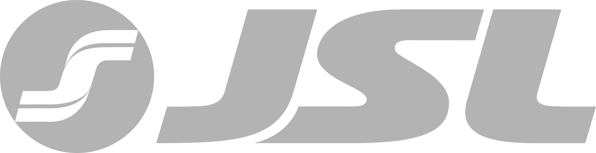 Logotipo da JSL: um círculo cinza com um formato estilizado de 