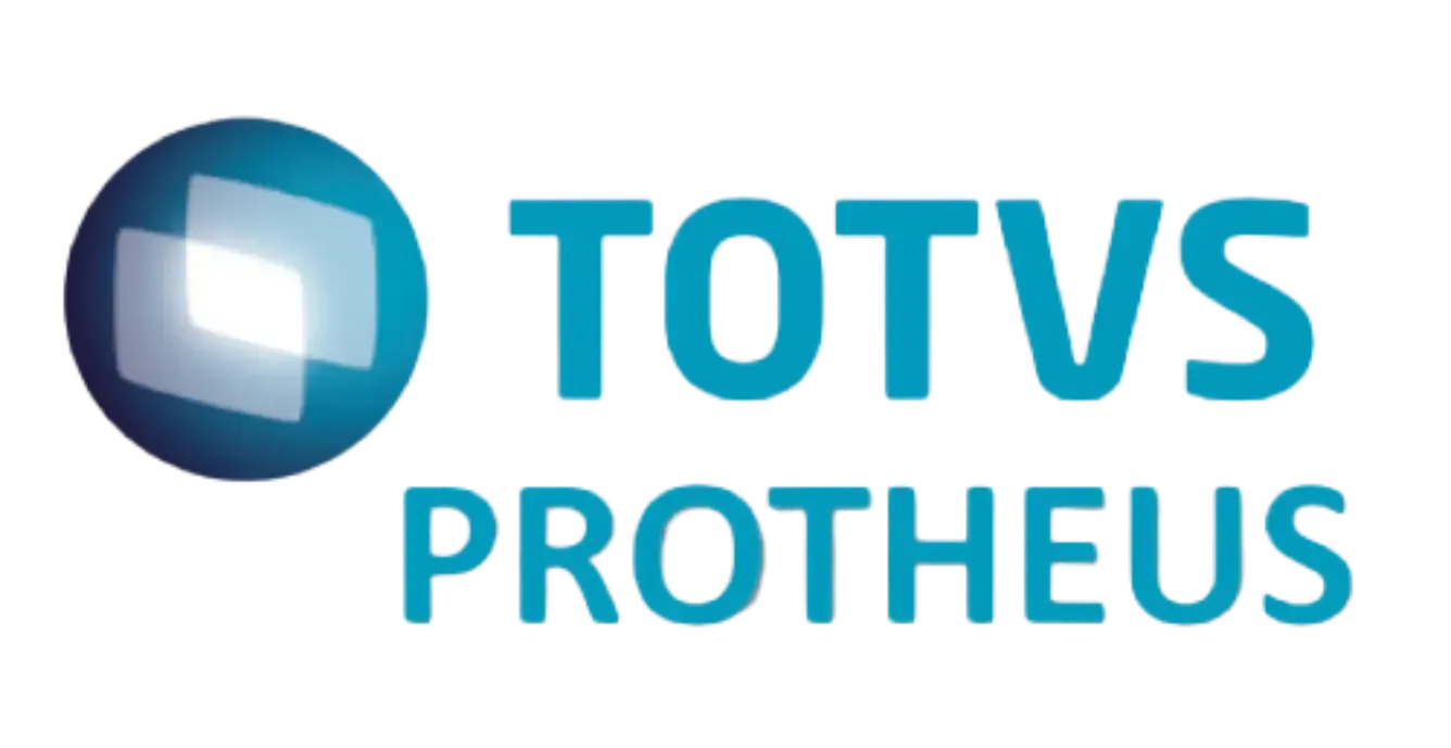 O logotipo do totvs protheus é azul e branco