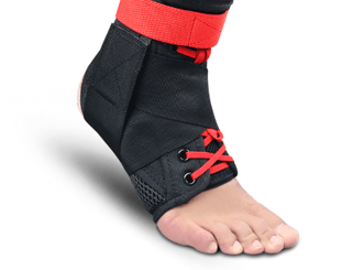 Lace-up ankle brace used to assist proprioception and reduce recurrent sprains