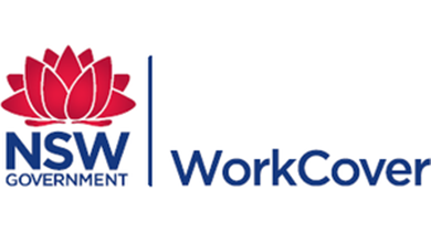 NSW Government and WorkCover logos in red and blue on a white background
