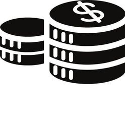 A stack of coins with a dollar sign on them.