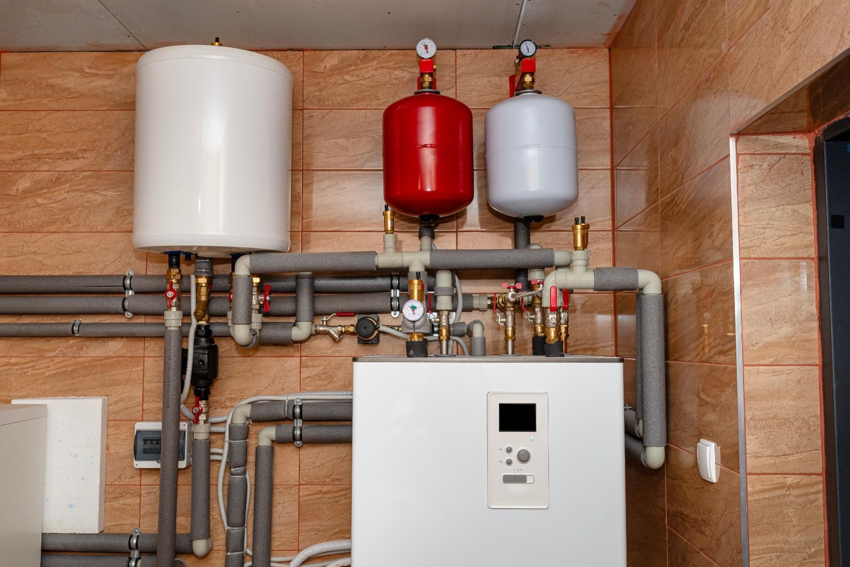 A modern air heat pump installed.