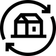 A house with two arrows pointing in opposite directions free icon