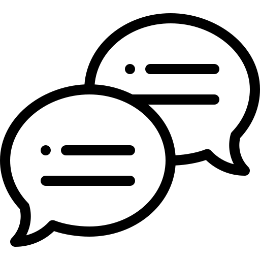 Two speech bubbles with lines on them free icon