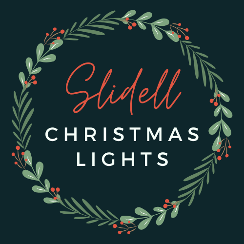 Slidell Christmas Lights logo: wreath with text