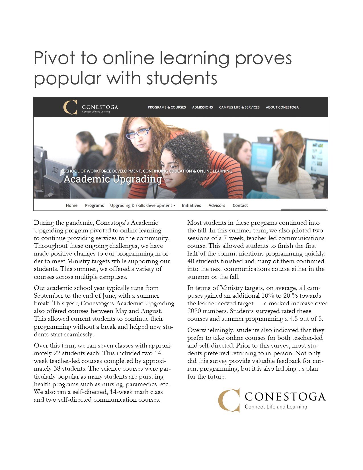 College Sector Committee for Adult Upgrading Success Stories