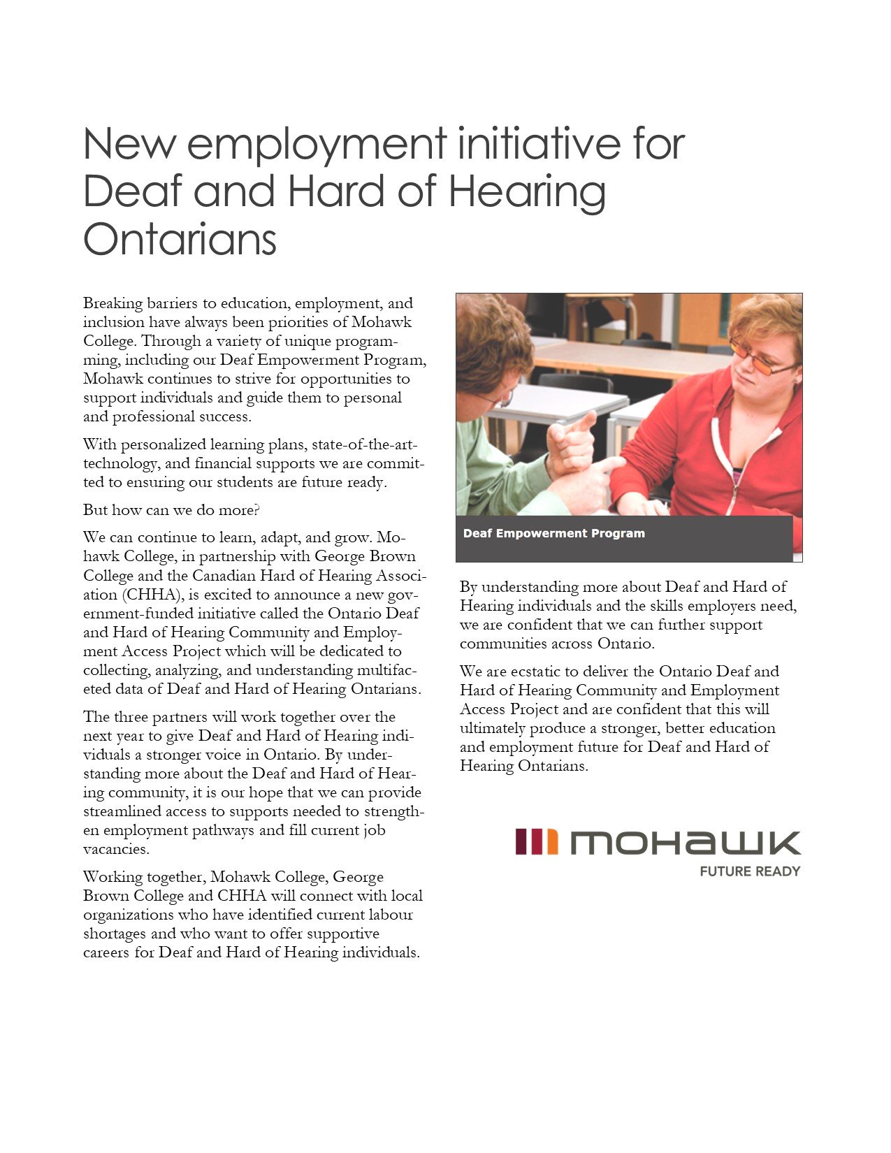Eap Mohawk Program College Sector Committee for Adult Upgrading - Success Stories