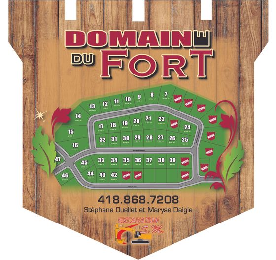 Un plan du domaine du fort avec un numéro de téléphone