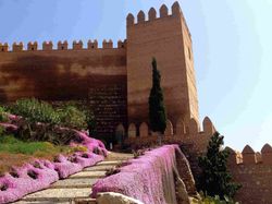 A large castle sits on top of a hill in Almeria