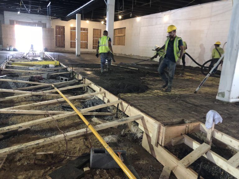 commercial concrete forming and hardening at job site