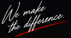 White script text reading “We make the difference” on a black background with a red underline.