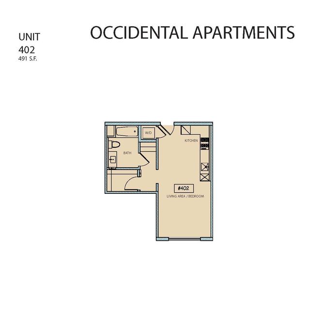 A floor plan of a unit 402 apartment.