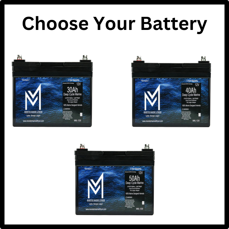 A sign that says choose your battery on it