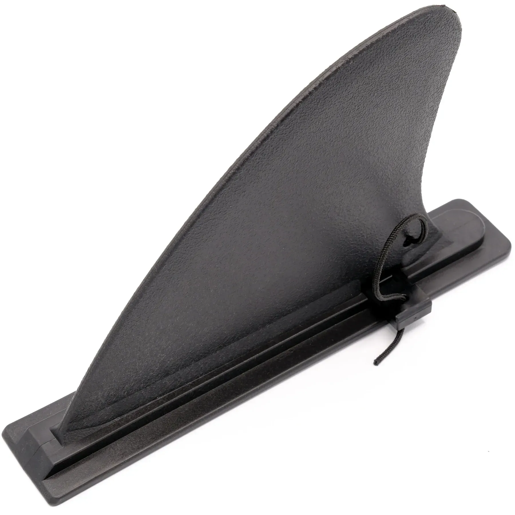 A black fin with a rope attached to it