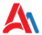 Stylized red and blue letter A logo on a white background