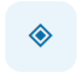 Blue diamond-shaped icon centered on a pale blue rounded square background