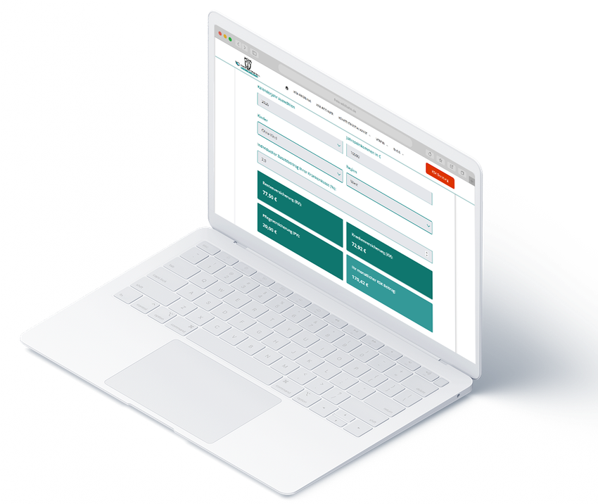 helles MacBook das den KSK-Rechner auf der Website von Freie Wildbahn e.V. zeigt