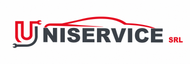 Logo di UNISERVICE SRL in nero e rosso con icona U stilizzata rossa.