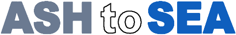 Ash to Sea logo in blue and gray text with a circular “to” between the words