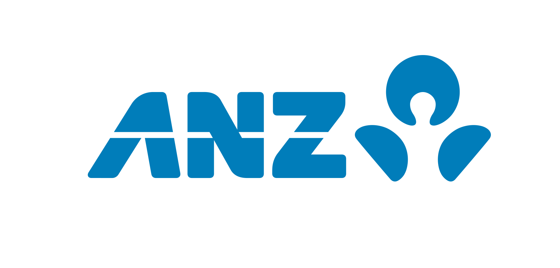 Blue ANZ bank logo with abstract person icon
