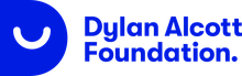 Dylan Alcott Foundation logo which is solid dark blue with a smile cut out in the letter D.