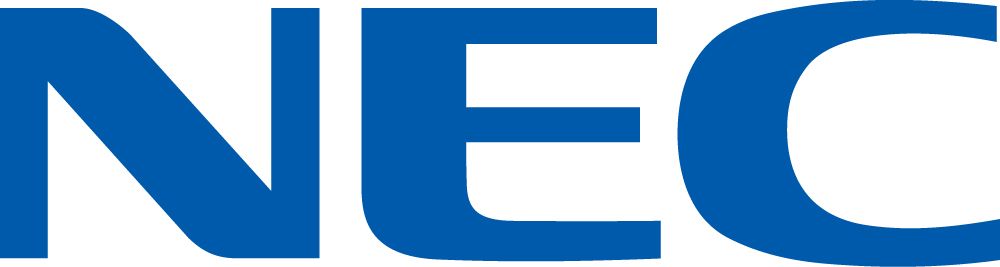Blue NEC logo on a white background