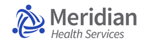 Meridian Health Services logo with blue interlocking figures and text: Meridian Health Services.