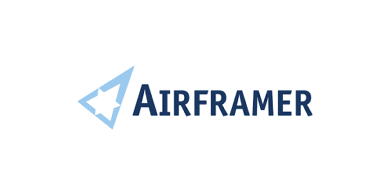 The airframer logo is blue and white with a blue arrow.