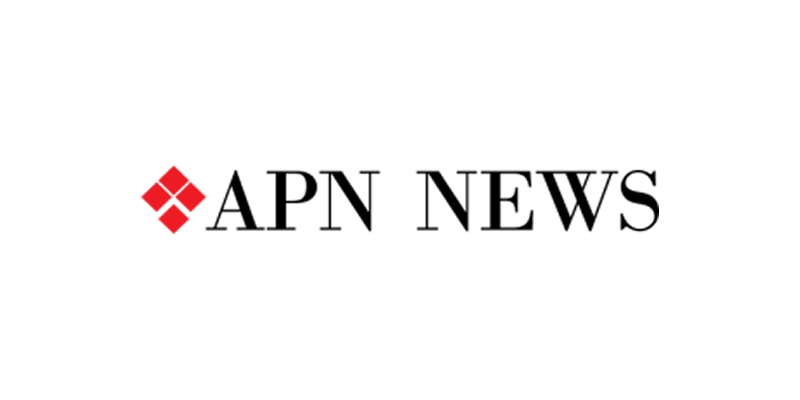 The logo for apn news is on a white background.