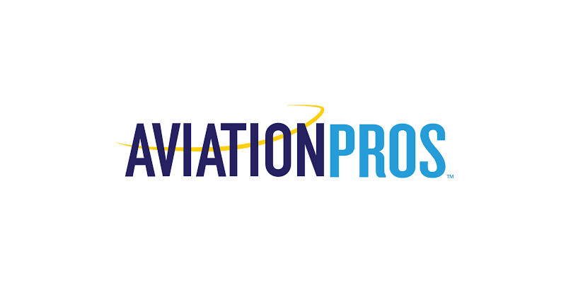 AviationPros logo in blue and yellow on a white background