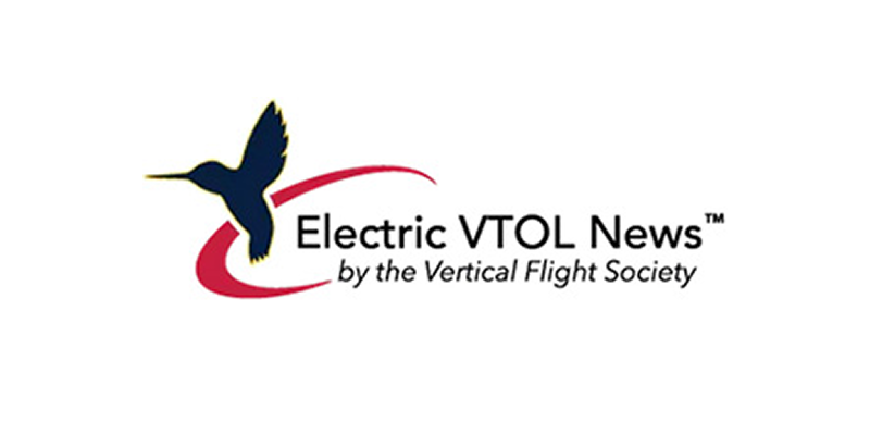 The logo for electric vtol news by the vertical flight society