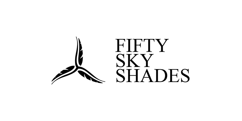 A black and white logo for fifty sky shades.