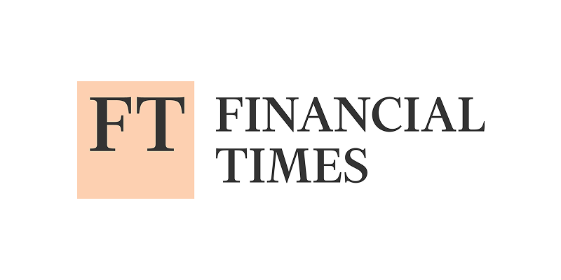 Financial Times logo with black text and a peach square containing “FT” in black