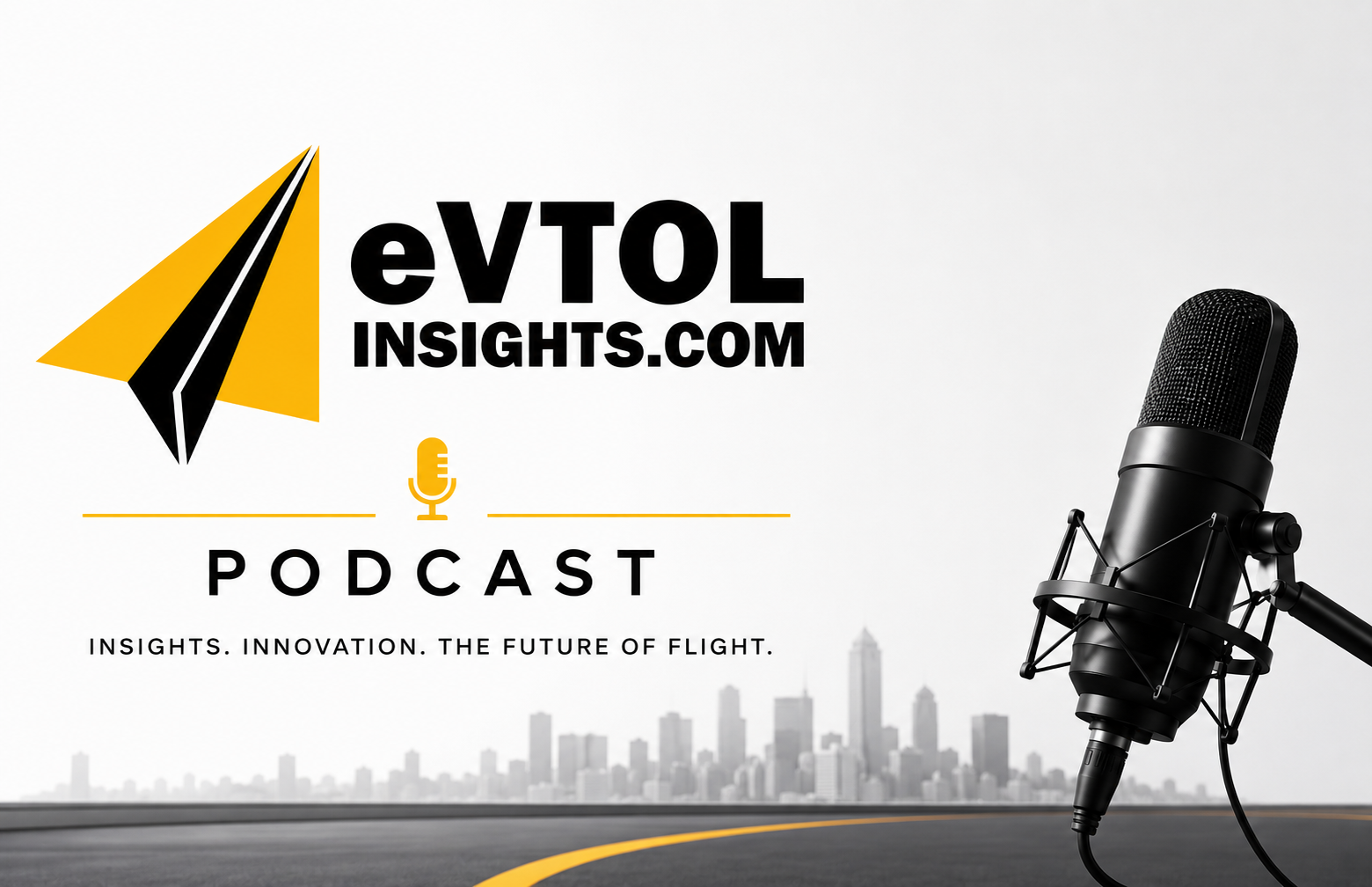 EVTOLinsights.com logo with a black-and-yellow paper-plane icon