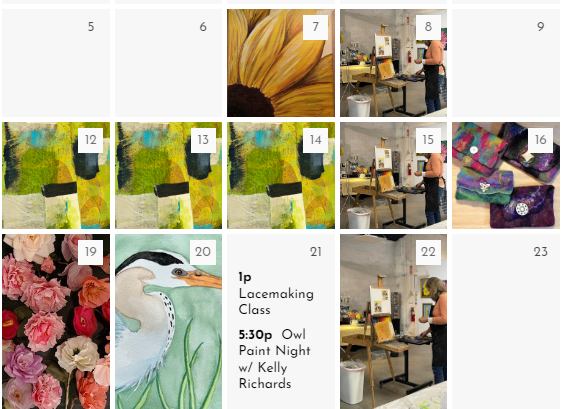 A collage of images including a painting by kelly richards