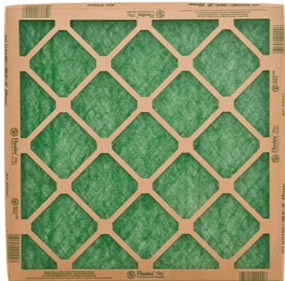 An image of a filter with brown cardboard and a green filter inside to improve your home's airflow