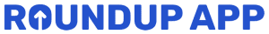 Blue “ROUNDUP APP” logo with an upward arrow in the letter O