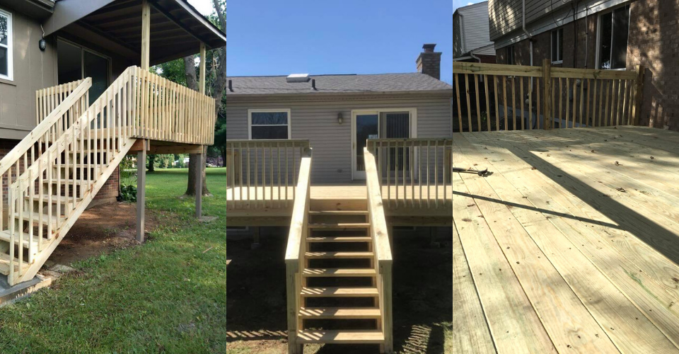 deck construction collage