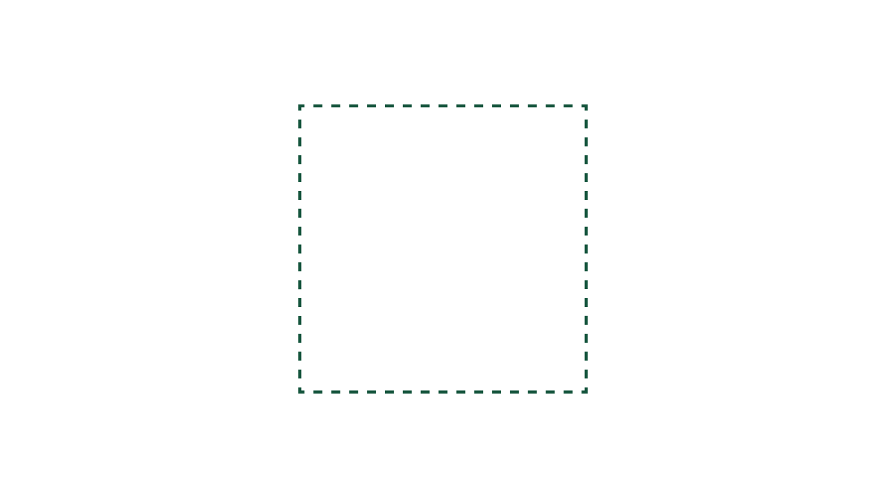 A simple square shape outlined with a dashed gray line on a plain white background.