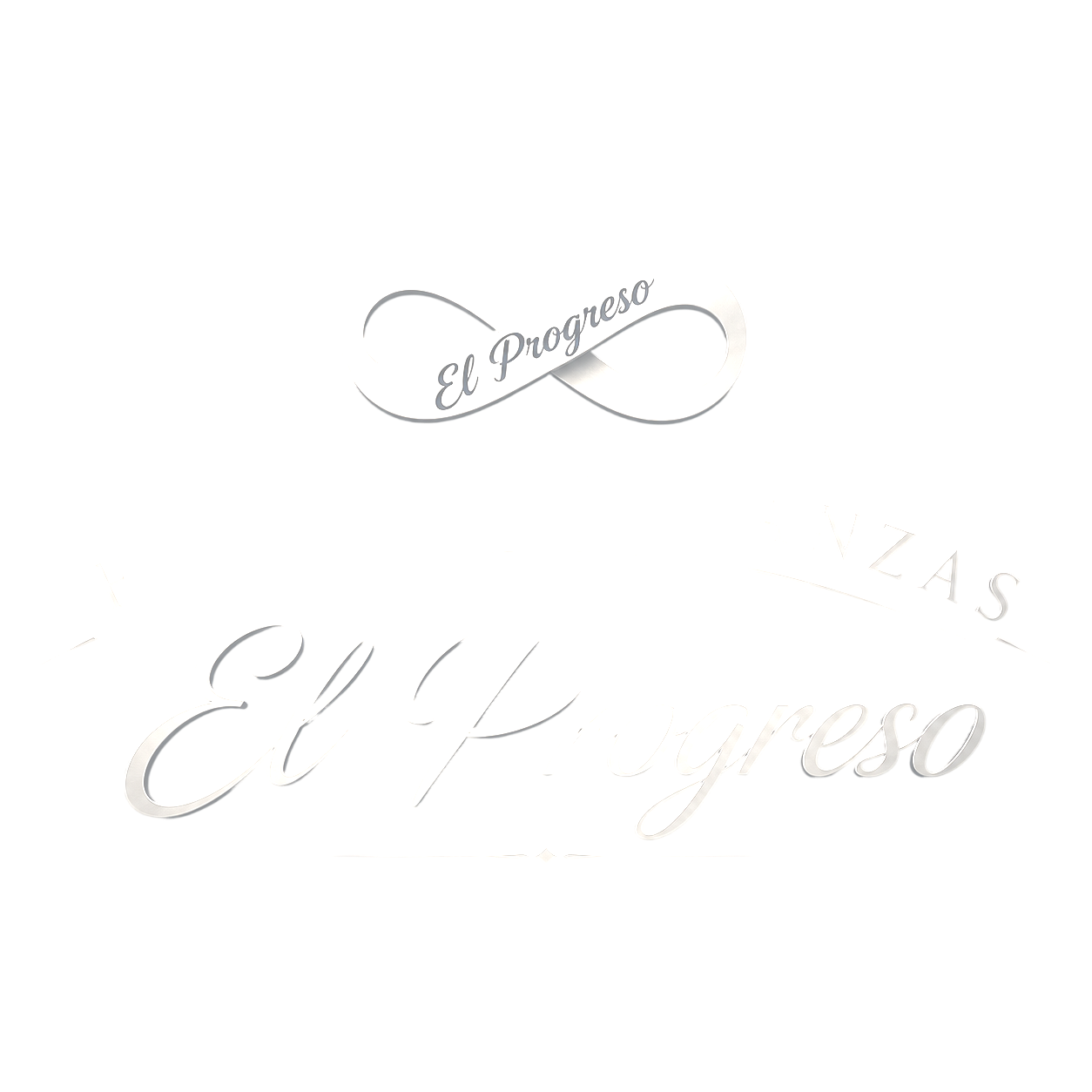 Elegante logotipo en letra cursiva con la inscripción “El Progreso” y un pequeño emblema en forma de infinito encima, sobre un fondo blanco.