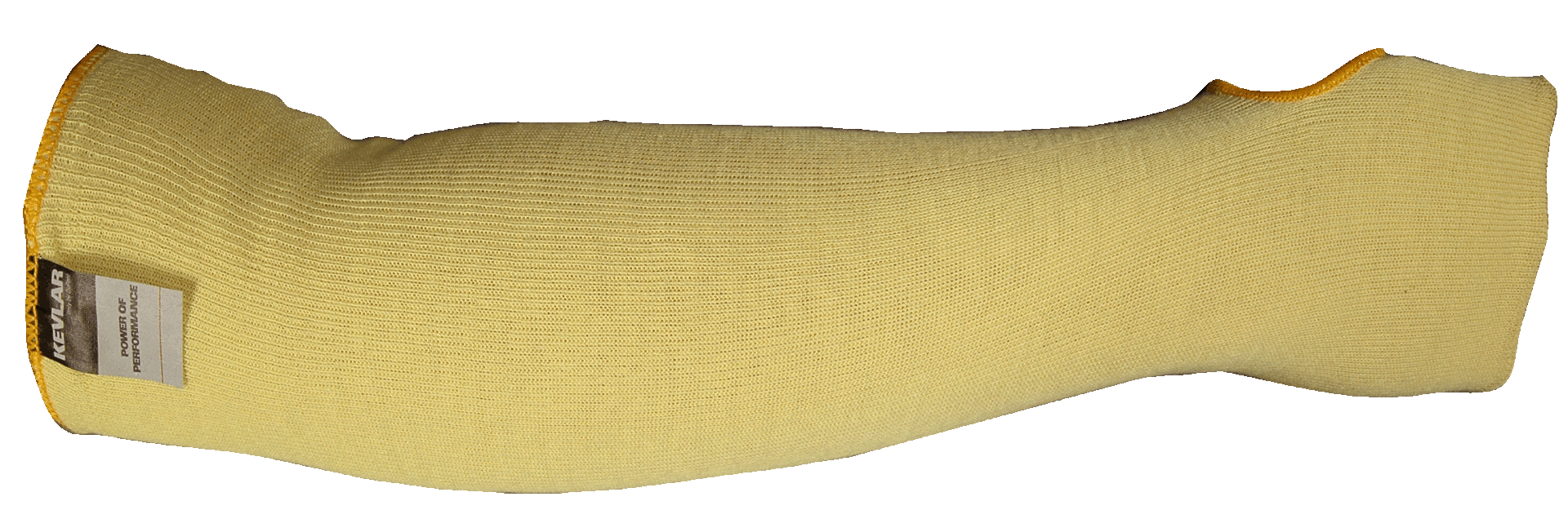 Un primer plano de un guante amarillo sobre un fondo blanco.