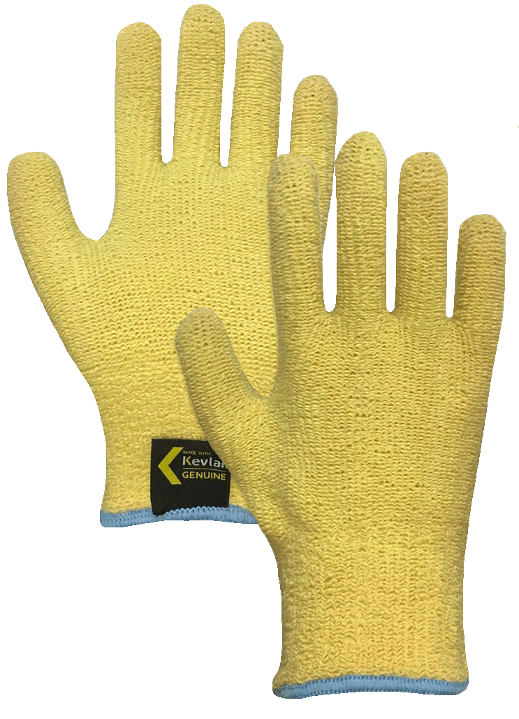 Un par de guantes amarillos sobre un fondo blanco