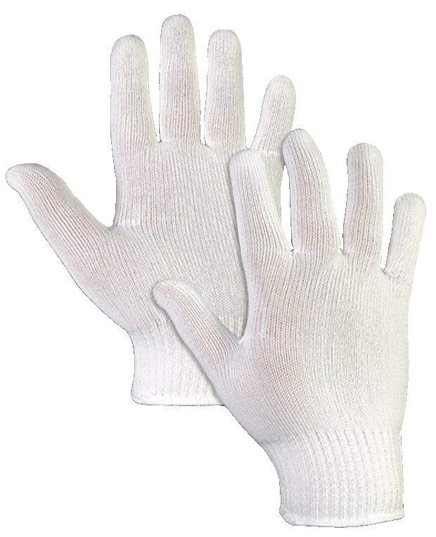 Un par de guantes blancos sobre fondo blanco.