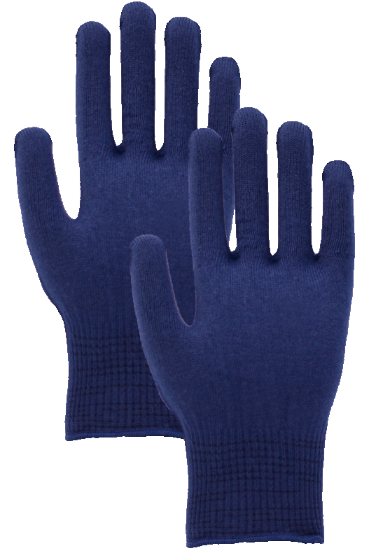 Un par de guantes azules sobre un fondo blanco