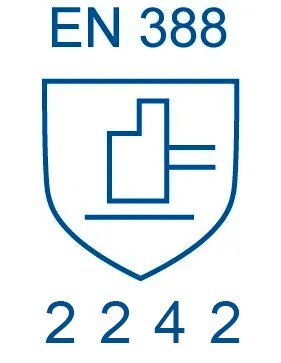 Un escudo azul con las palabras en 388 2242.