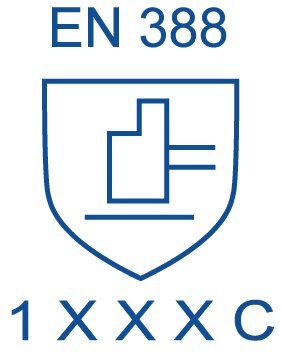 Un escudo azul con las palabras en 388 1xxxc.