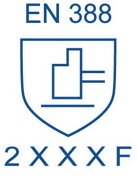 Un escudo azul con las palabras en 388 2xxxf.