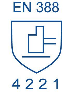 Un escudo azul con las palabras en 388 4321.