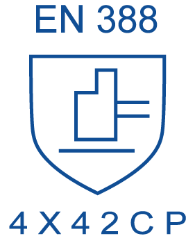 Un escudo azul con las palabras en 388 4x42cp